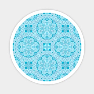 Ornamental floral mandala blue #2 Magnet